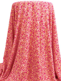 Dark Pink/Coral Orange/Pale Yellow/Multi Polyester/Lycra Ditsy Floral Print Double Brushed Rib Knit 59W