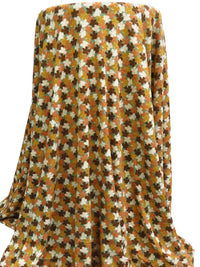 Off-White/Polished Pine/Raw Sienna/Multi Polyester/Lycra Floral Print Double Brushed Rib Knit 54W