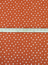 Muted Rust/White Polyester/Lycra Small Floral Print Double Brushed Rib Knit 58W