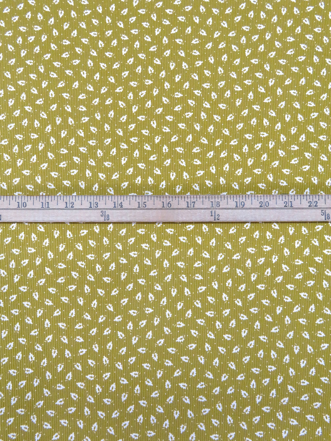 Olive/White Polyester/Lycra Small Leaf Print Double Brushed Rib Knit 58W