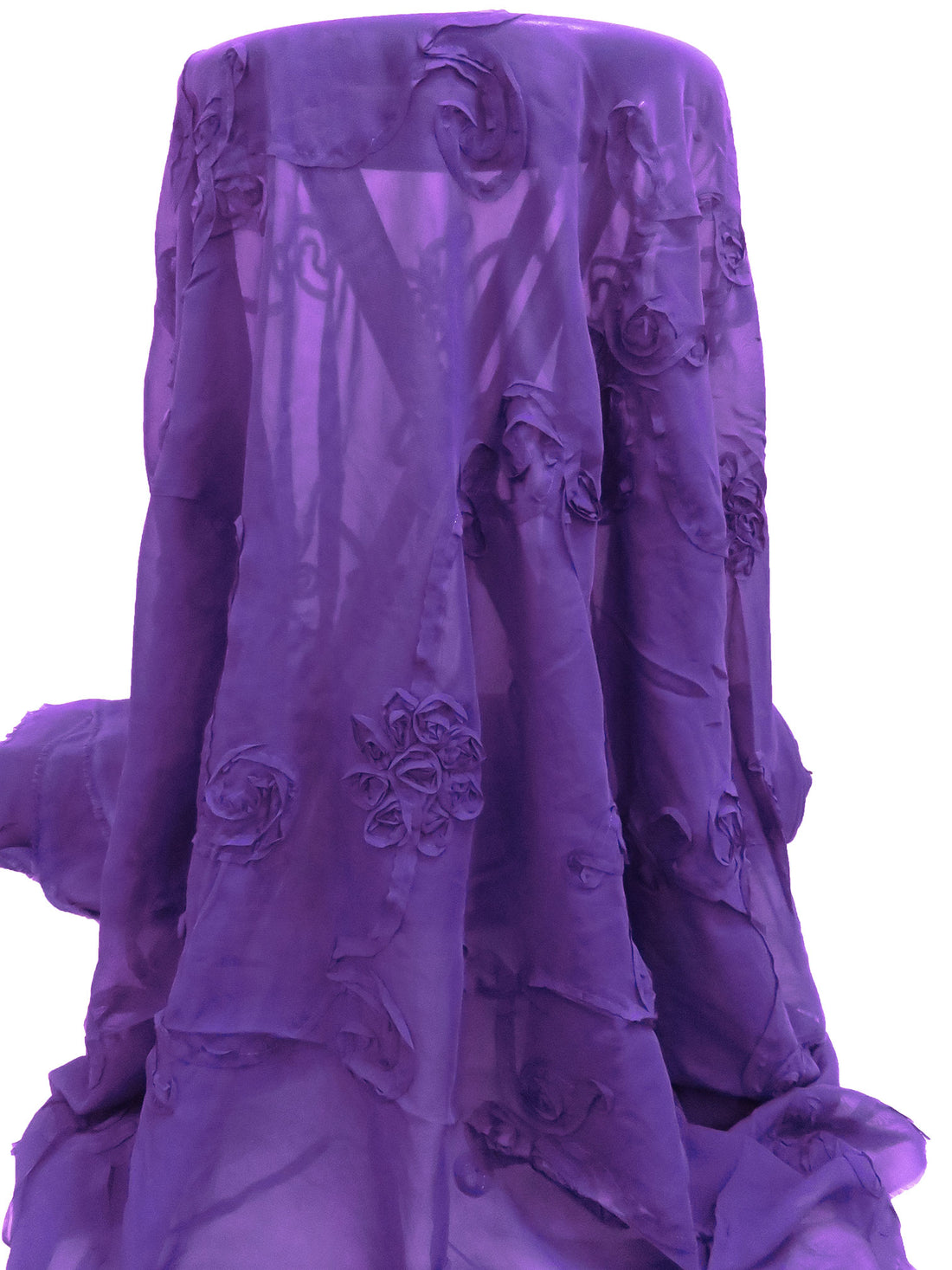 Purple Heart 100% Polyester Loopy Floral Design Chiffon 50W