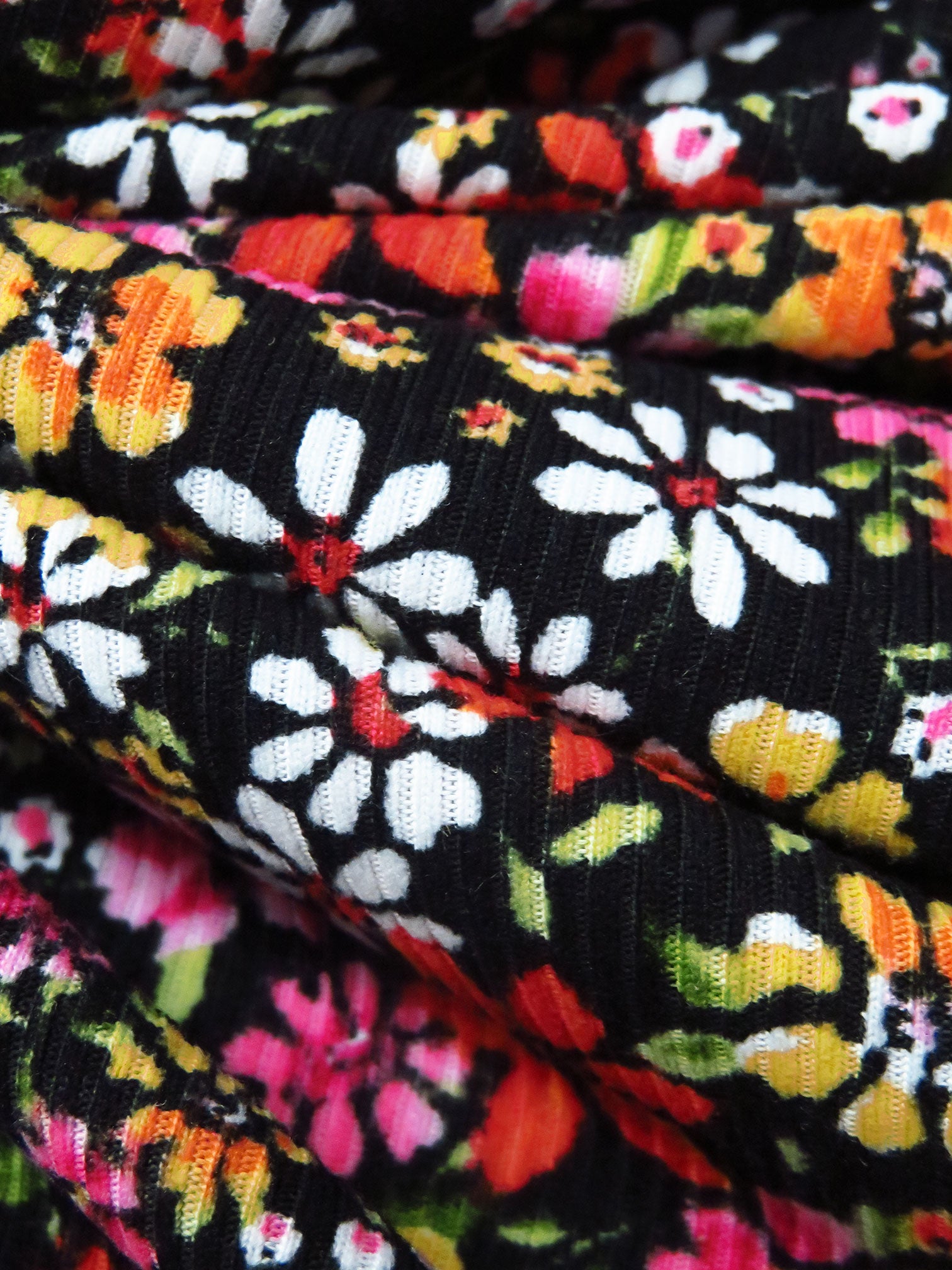 Black/Vermilion/Flax/Multi Polyester/Lycra Wildflower Print Double