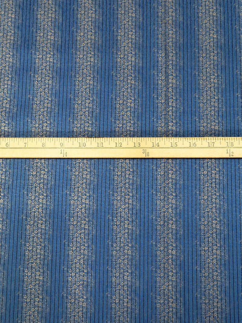 Dark Blue Yonder/Silver Foil/Black/True Blue 100% Cotton Tiny Floral Stripe Weave Jacquard Shirting 60W
