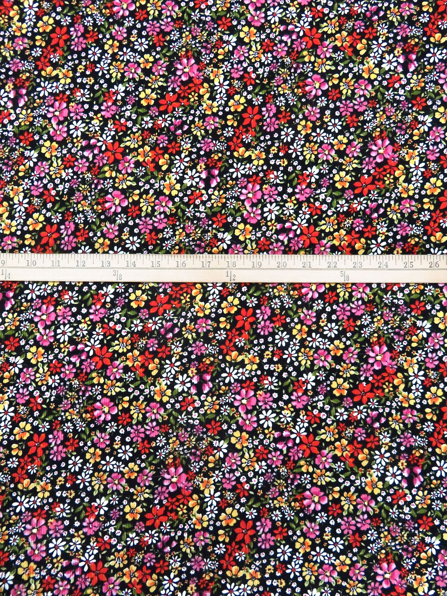 Black/Vermilion/Flax/Multi Polyester/Lycra Wildflower Print Double
