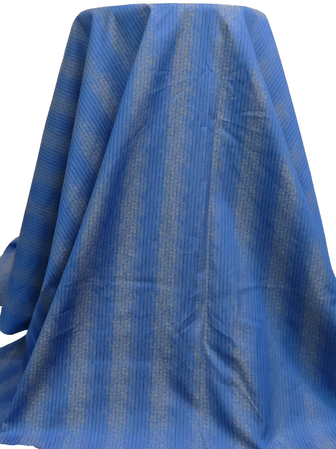 Dark Blue Yonder/Silver Foil/Black/True Blue 100% Cotton Tiny Floral Stripe Weave Jacquard Shirting 60W