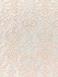 Soft Apricot Beige 100% Polyester Floral Lace - Imported From Italy - 42W