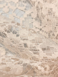 Soft Apricot Beige 100% Polyester Floral Lace - Imported From Italy - 42W