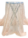 Soft Apricot Beige 100% Polyester Floral Lace - Imported From Italy - 42W