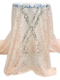 Soft Apricot Beige 100% Polyester Floral Lace - Imported From Italy - 42W