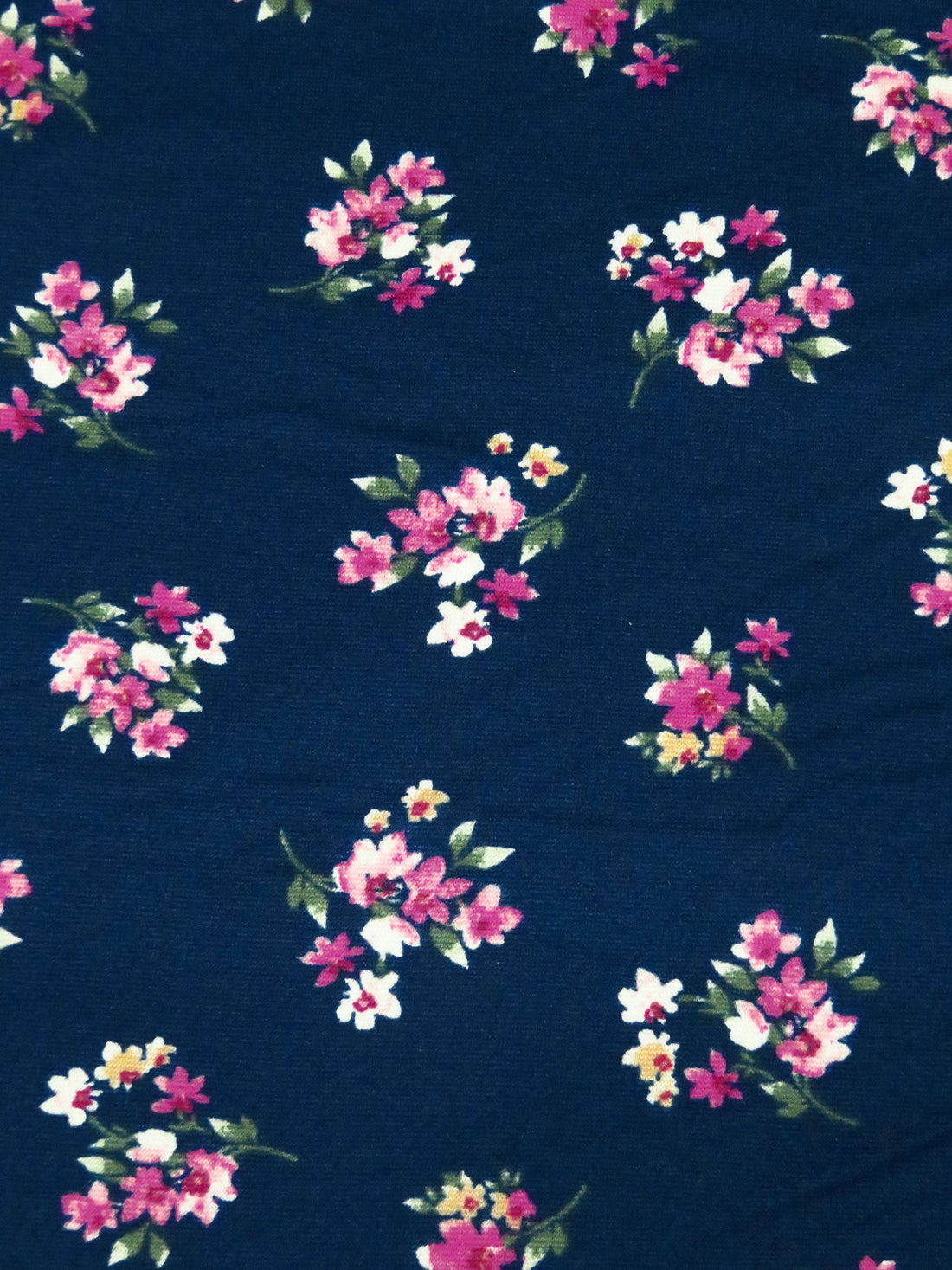 Midnight Blue/Royal Fuchsia/Tan/Multi Polyester/Lycra Floral Bouquet Print Double Brushed Knit 59W