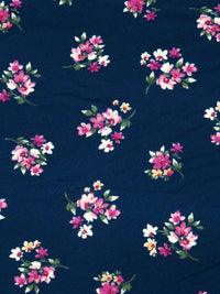 Midnight Blue/Royal Fuchsia/Tan/Multi Polyester/Lycra Floral Bouquet Print Double Brushed Knit 59W
