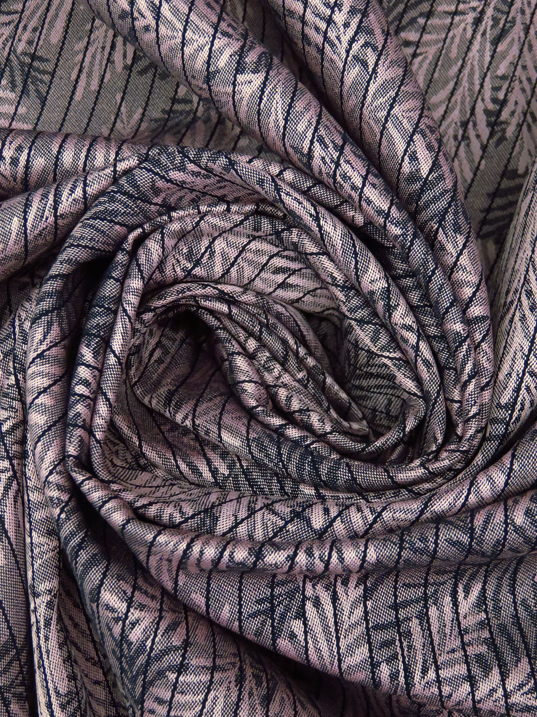 Lotion Pink/Black 100% Cotton Vertical Stripe On Leaf Branch Weave Jacquard Shirting 60W