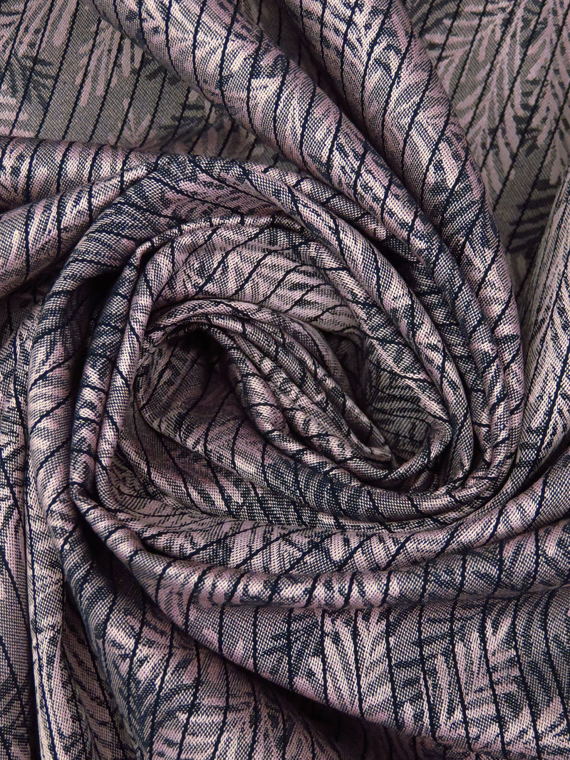 Lotion Pink/Black 100% Cotton Vertical Stripe On Leaf Branch Weave Jacquard Shirting 60W