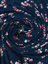 Midnight Blue/Royal Fuchsia/Tan/Multi Polyester/Lycra Floral Bouquet Print Double Brushed Knit 59W