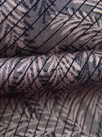 Lotion Pink/Black 100% Cotton Vertical Stripe On Leaf Branch Weave Jacquard Shirting 60W