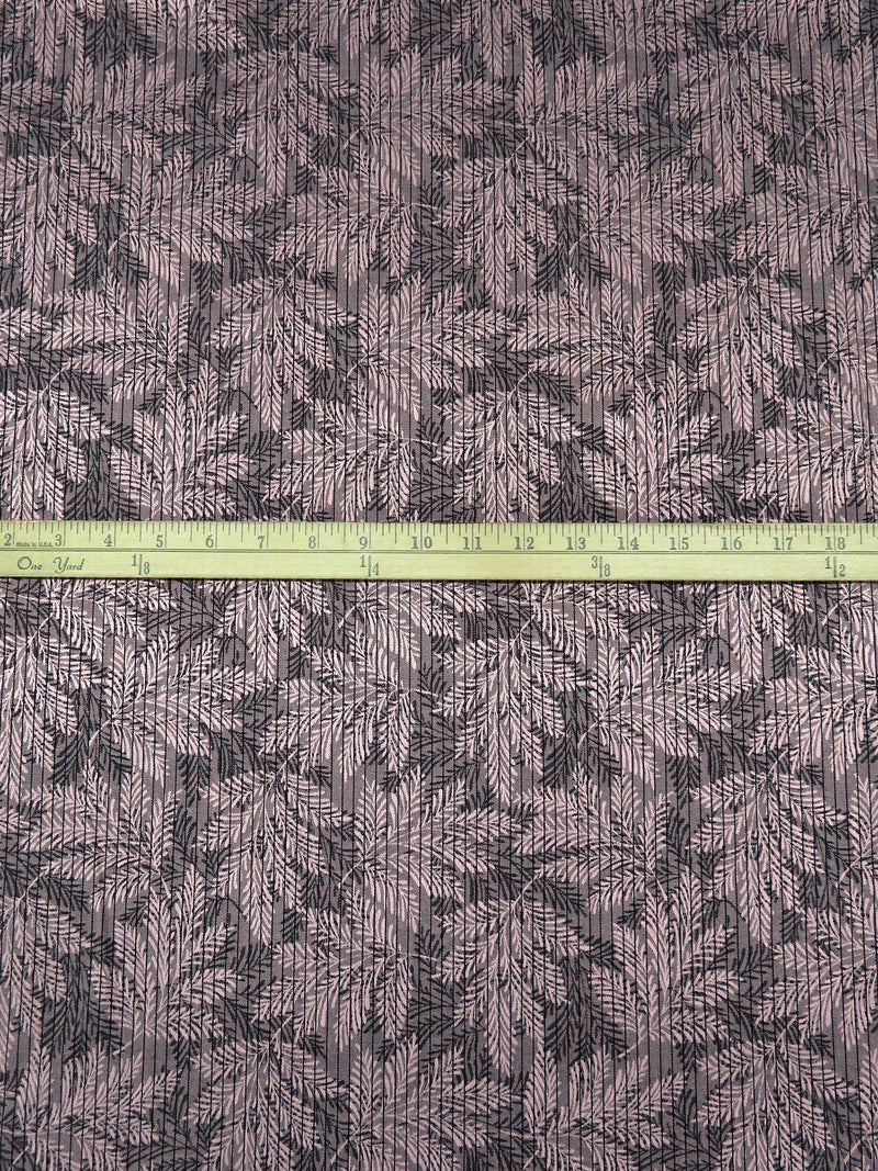 Lotion Pink/Black 100% Cotton Vertical Stripe On Leaf Branch Weave Jacquard Shirting 60W