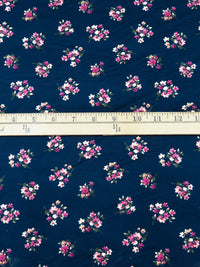 Midnight Blue/Royal Fuchsia/Tan/Multi Polyester/Lycra Floral Bouquet Print Double Brushed Knit 59W