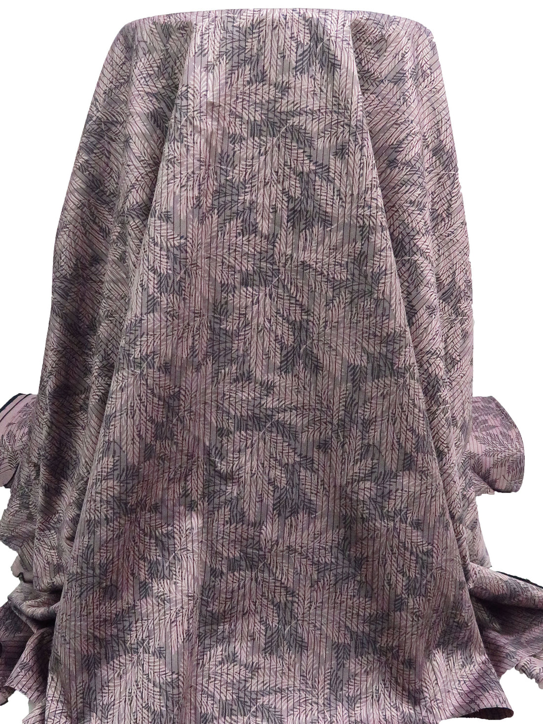 Lotion Pink/Black 100% Cotton Vertical Stripe On Leaf Branch Weave Jacquard Shirting 60W