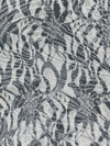 Cool Steel/Gunmetal 100% Polyester Abstract Swirl Shimmer Print Floral Corded Lace 53W