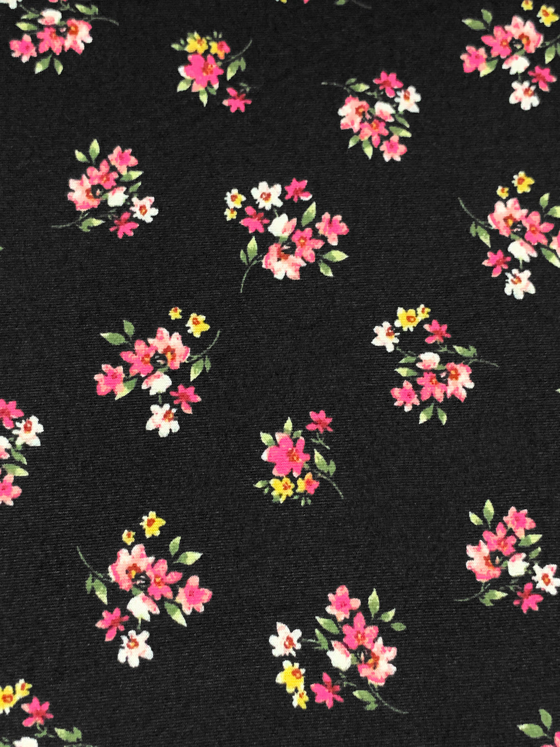 Black/French Rose/Dandelion/Multi Polyester/Lycra Floral Print Double Brushed Knit 61W