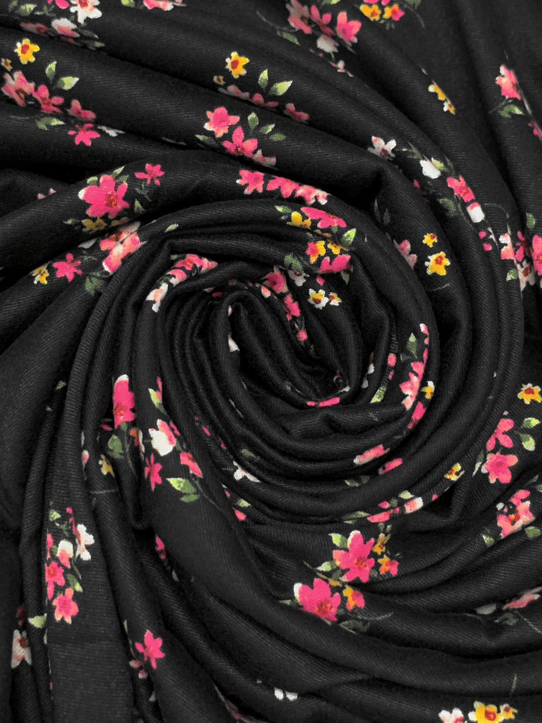 Black/French Rose/Dandelion/Multi Polyester/Lycra Floral Print Double Brushed Knit 61W