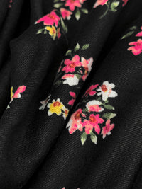 Black/French Rose/Dandelion/Multi Polyester/Lycra Floral Print Double Brushed Knit 61W