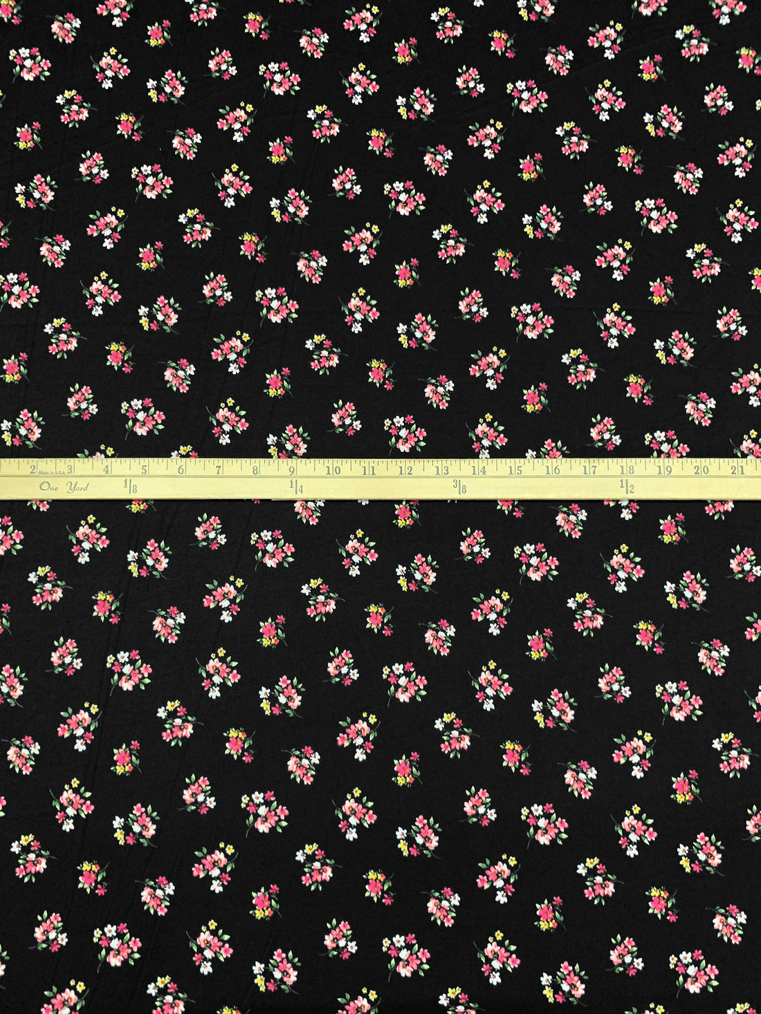 Black/French Rose/Dandelion/Multi Polyester/Lycra Floral Print Double Brushed Knit 61W