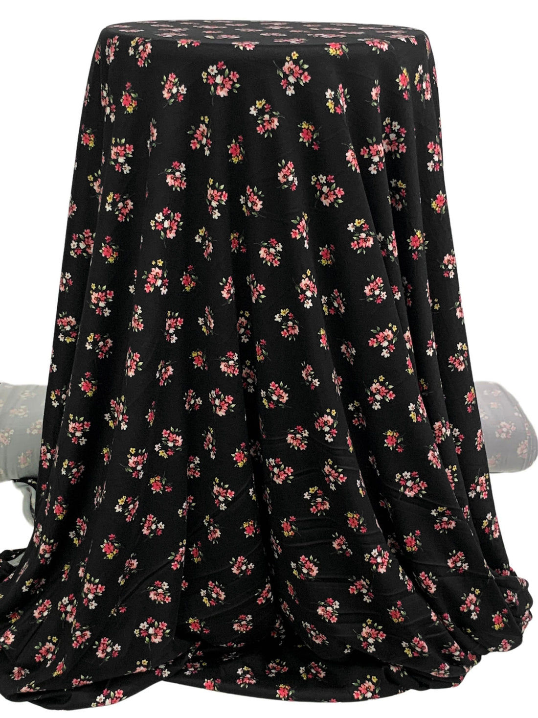 Black/French Rose/Dandelion/Multi Polyester/Lycra Floral Print Double Brushed Knit 61W