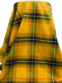 Dark Goldenrod/Dark Green/Dark Midnight Navy/Multi 100% Cotton Plaid Weave Yarn-Dyed Flannel Shirting 56W