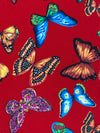 Crimson Red/Dark Orchid/Black/Multi 100% Polyester Butterfly Print Blouse Weight Woven 44W