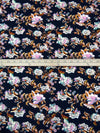 Midnight Blue/Marigold/Lavender Pink/Multi Rayon/Lycra Ornate Floral Print Jersey Knit 56W