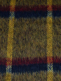 Dark Goldenrod/Black/Dark Scarlet/Prussian Blue Wool/Polyester Plaid Weave Mohair Suiting - NY Designer - 58W