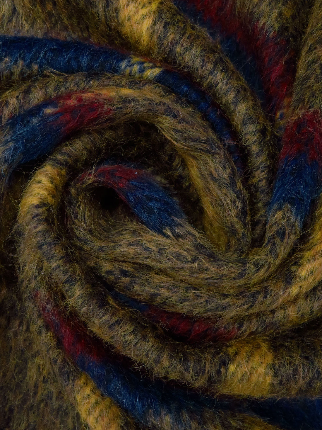 Dark Goldenrod/Black/Dark Scarlet/Prussian Blue Wool/Polyester Plaid Weave Mohair Suiting - NY Designer - 58W