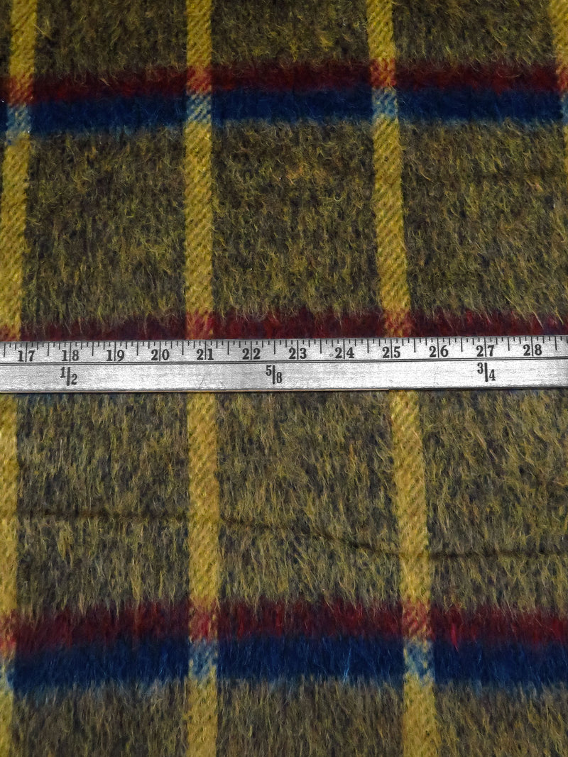 Dark Goldenrod/Black/Dark Scarlet/Prussian Blue Wool/Polyester Plaid Weave Mohair Suiting - NY Designer - 58W