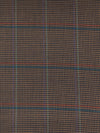 Gingerbread Brown/Dark Navy/Vivid Indigo/Teal/Persimmon 100% Cotton Houndstooth Plaid Shirting - NY Designer - 46W