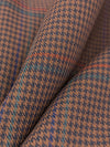 Gingerbread Brown/Dark Navy/Vivid Indigo/Teal/Persimmon 100% Cotton Houndstooth Plaid Shirting - NY Designer - 46W