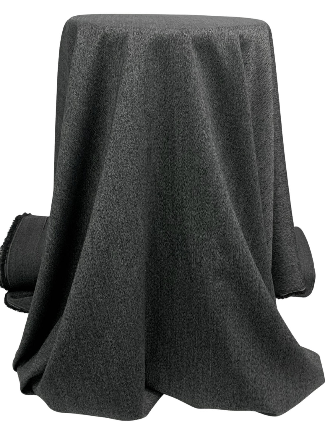 Gray/Black Polyester/Rayon/Lycra Heathered Herringbone Stretch Suiting 52W