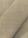 Shadow Brown/Off-White/Slate Blue Polyester/Rayon/Lycra Yarn-Dyed Plaid Weave Stretch Suiting 50W