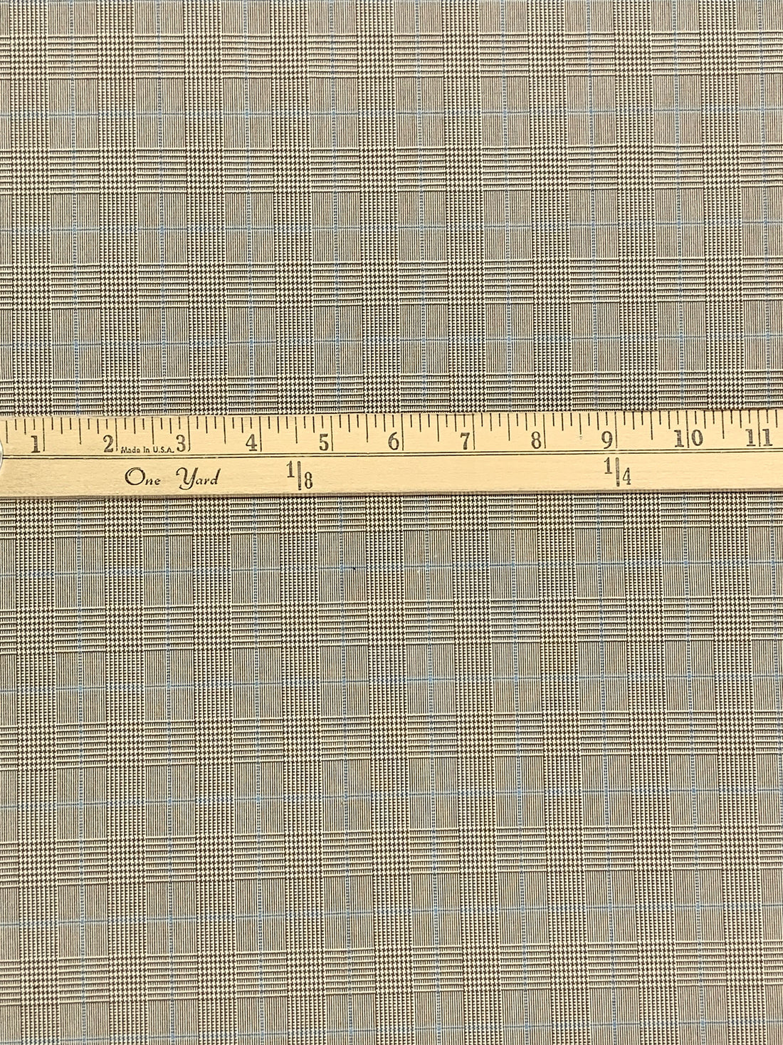 Shadow Brown/Off-White/Slate Blue Polyester/Rayon/Lycra Yarn-Dyed Plaid Weave Stretch Suiting 50W