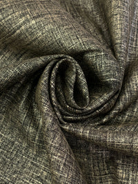 SOLD AS IS ONLY - Black/Gold 100% Linen Metallic Printed Midweight Woven 56W