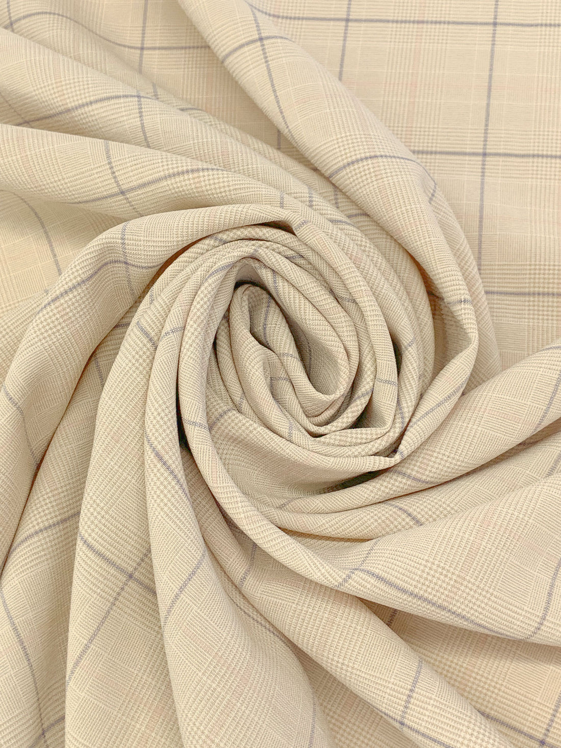 French Vanilla/Iced Grape/Soft Pink/White Polyester/Lycra Yarn-Dyed Plaid Weave Stretch Suiting 58W