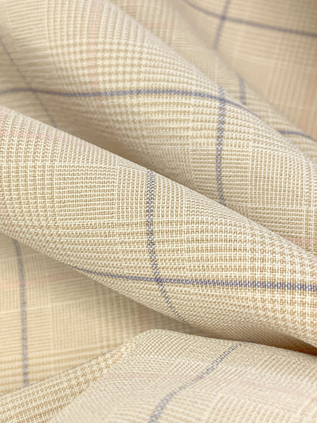 French Vanilla/Iced Grape/Soft Pink/White Polyester/Lycra Yarn-Dyed Plaid Weave Stretch Suiting 58W