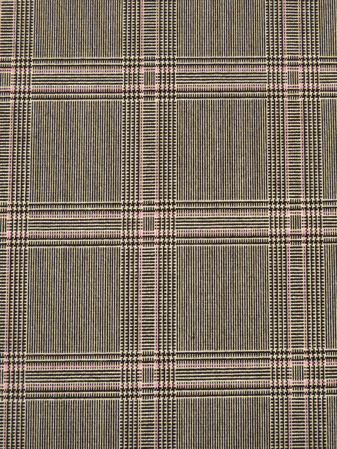 Dark Chocolate/Bisque/Pink Sherbet Polyester/Rayon/Lycra Yarn-Dyed Plaid Weave Stretch Suiting 50W