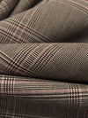 Dark Chocolate/Bisque/Pink Sherbet Polyester/Rayon/Lycra Yarn-Dyed Plaid Weave Stretch Suiting 50W