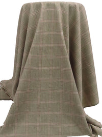 Dark Chocolate/Bisque/Pink Sherbet Polyester/Rayon/Lycra Yarn-Dyed Plaid Weave Stretch Suiting 50W