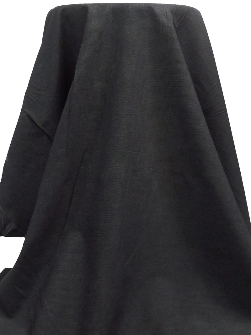 Black/Dark Charcoal Gray Polyester/Rayon/Lycra Micro-Houndstooth Weave Stretch Suiting 53W