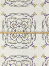 SOLD BY THE PANEL ONLY - Alabaster/Dark Lavender/Straw/Multi 100% Cotton Ornate Belt Voile - NY Designer - 42W