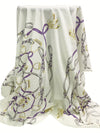 SOLD BY THE PANEL ONLY - Alabaster/Dark Lavender/Straw/Multi 100% Cotton Ornate Belt Voile - NY Designer - 42W