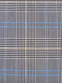 White/Black/Warm Sand/Light Cobalt Blue Polyester/Rayon/Lycra Yarn-Dyed Plaid Weave Stretch Suiting 54W