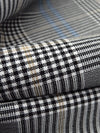White/Black/Warm Sand/Light Cobalt Blue Polyester/Rayon/Lycra Yarn-Dyed Plaid Weave Stretch Suiting 54W